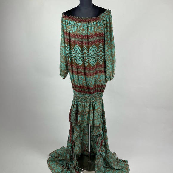 High Low Off Shoulder Smocked Dress - Picture 8 of 9